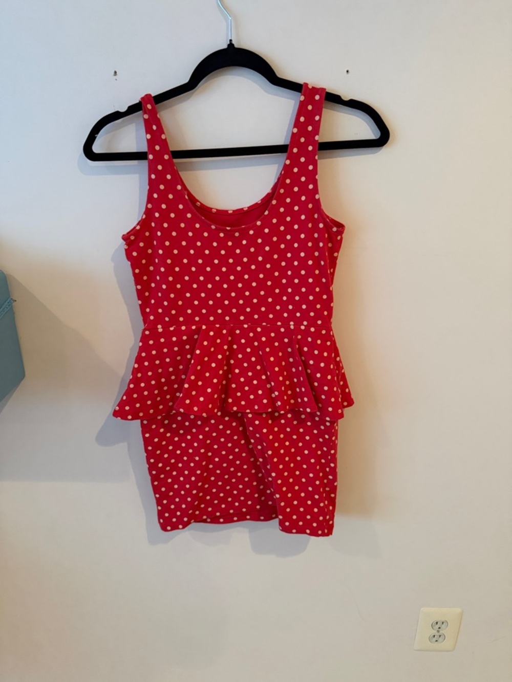 Forever 21 Red Polka Dot Peplum Bodycon Dress - Picture 3 of 3